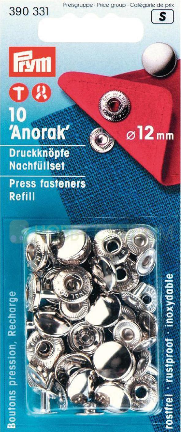 BOTTONI a PRESSIONE Ricambio PRYM 12mm ANORAK Argento 390331 Chiusura –  GIORGETTI STRASS