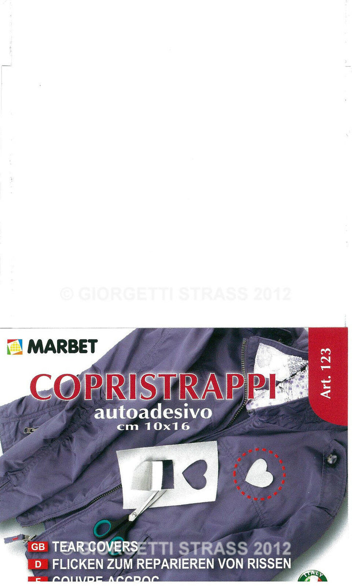 COPRISTRAPPI adesivo Bianco MARBET riparare strappi giacca a vento nev –  GIORGETTI STRASS