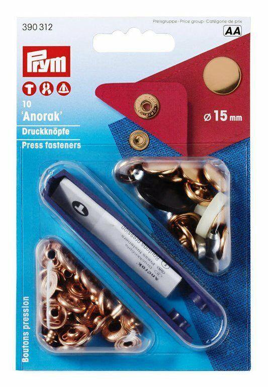 Bottoni A Pressione Prym Anorak - 10 Pezzi 15mm | In Ottone, Nero Per Giacche E Abbigliamento