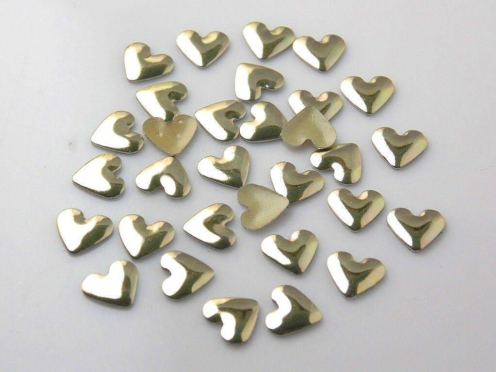 Borchie borchia cuore oro gold 9x10mm 80pz hotfix Termoadesivi strass heart adesivi
