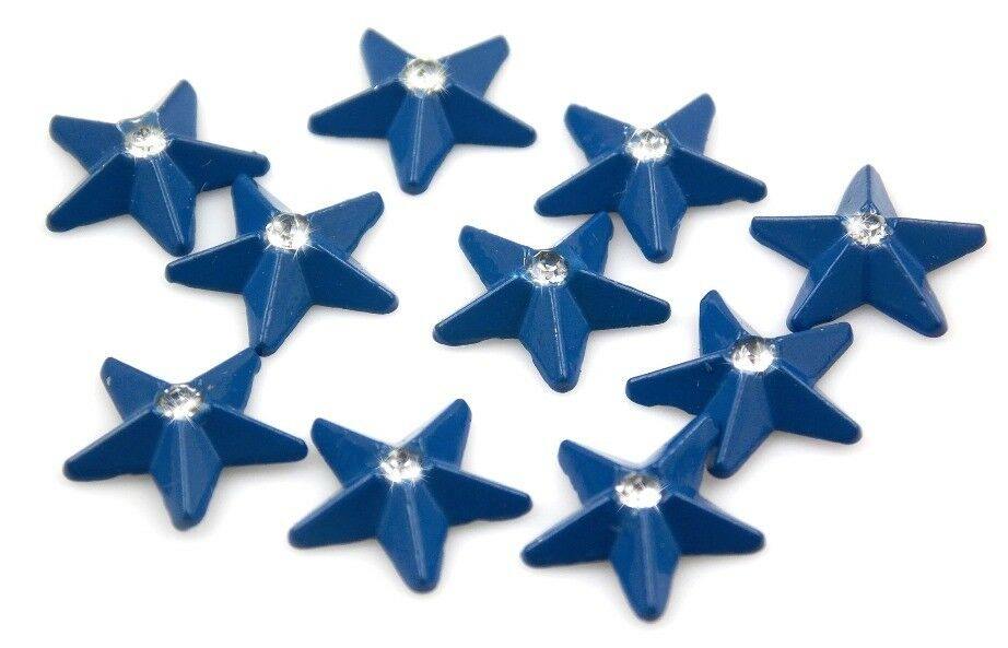 STUDS STAR stud with Rhinestones 10mm 10pcs Blue Hot fix star thermoad ...